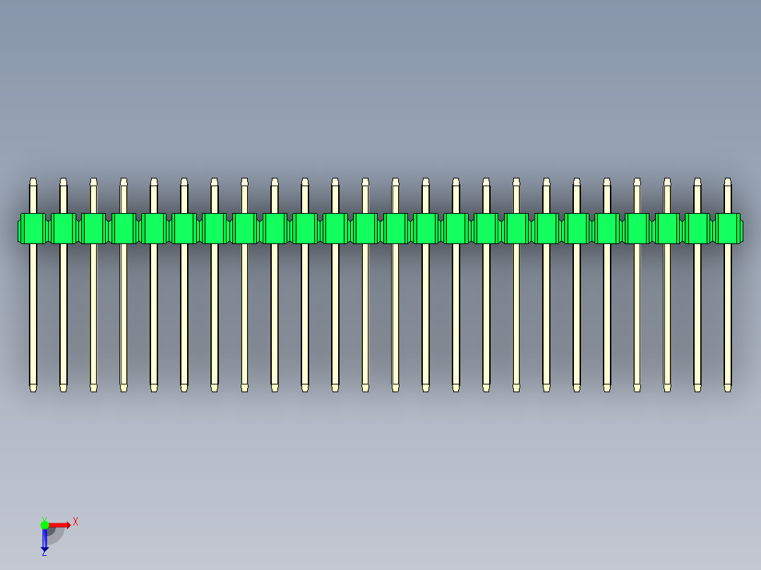 彩色公头100mil（2.54mm）系列-DS1021_green_3x24p_100mil_Type5_rev1.0俯视图