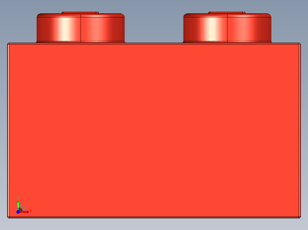 乐高套装 4421基本积木-300421 Bright Red Brick 1 x 2.STEP前视图