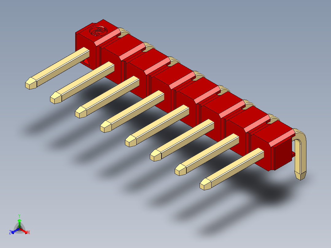 彩色公排针 100mil 2.54mm 系列-DS1022_red_1x08p_100mil_TypeD_rev1.0