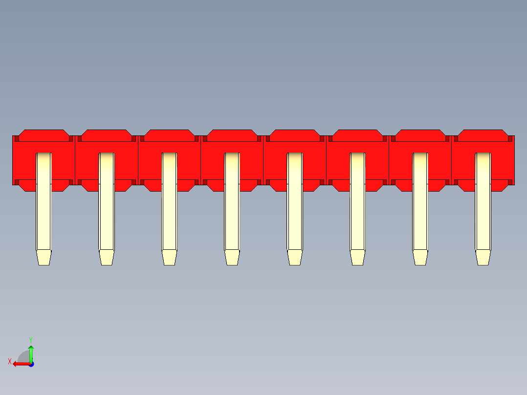 彩色公排针 100mil 2.54mm 系列-DS1022_red_1x08p_100mil_TypeD_rev1.0后视图
