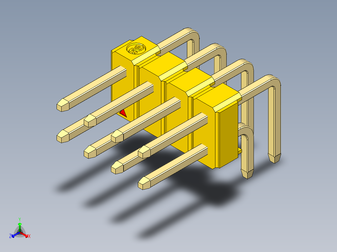 彩色公排针 100mil 2.54mm 系列-DS1022_yellow_2x04p_100mil_TypeD_rev1.0