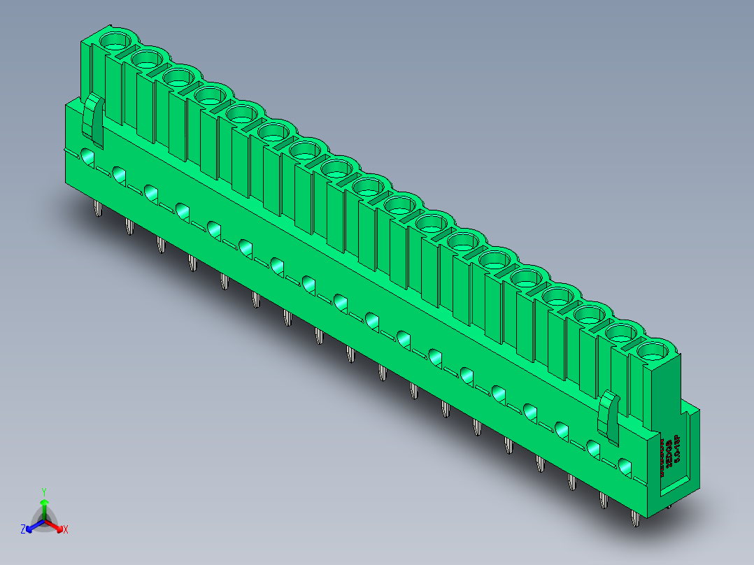 DEGSON 2EDG 系列 5.0mm 可插拔接线端子组-2EDGB-5.0-18P-14-00AH正等轴测图