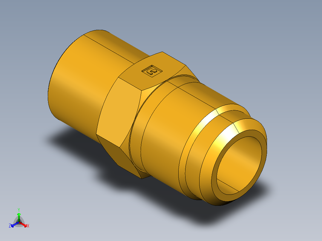 扩口式工业通用硬管接头Flare To Solder 43F-12-14正等轴测图