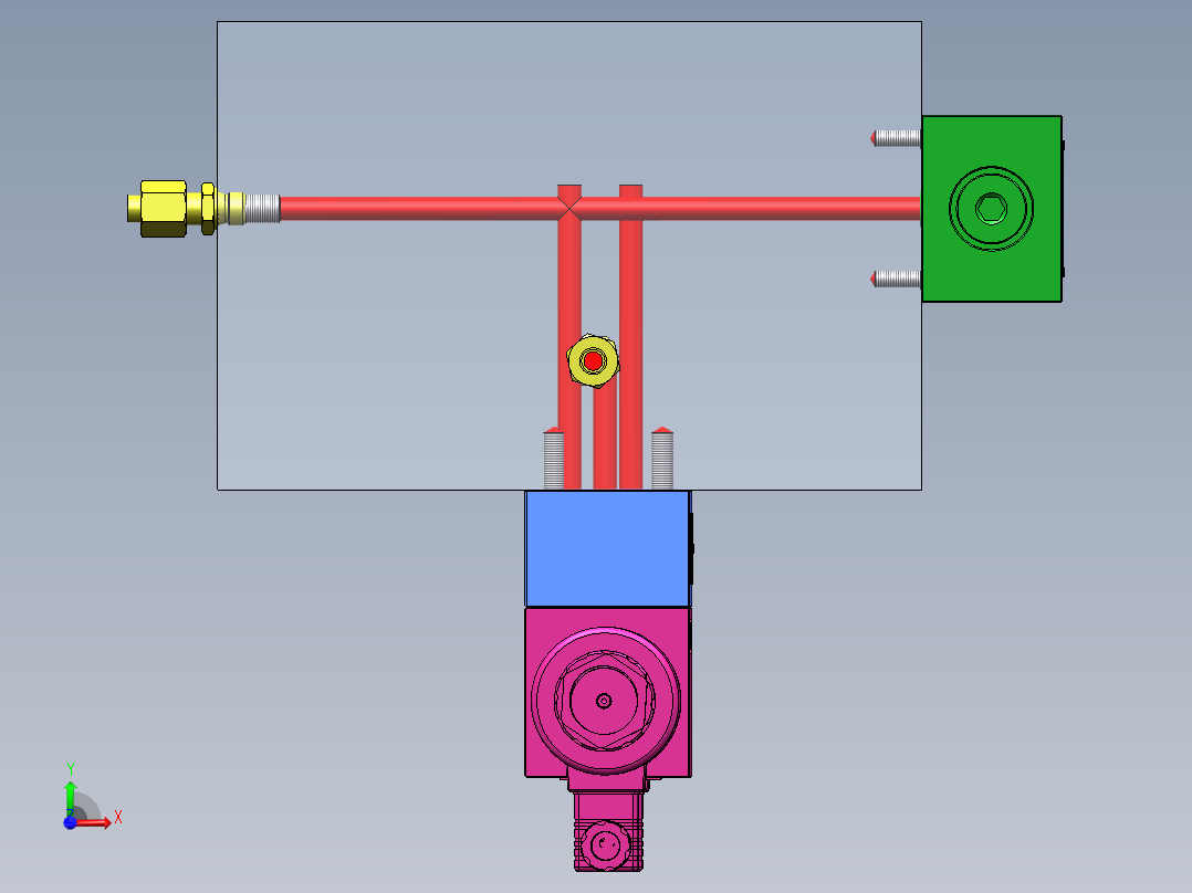液压阀块模型前视图