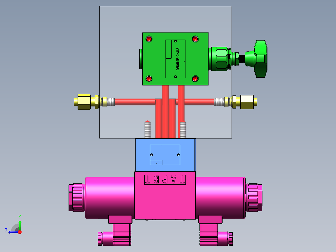 液压阀块模型右视图