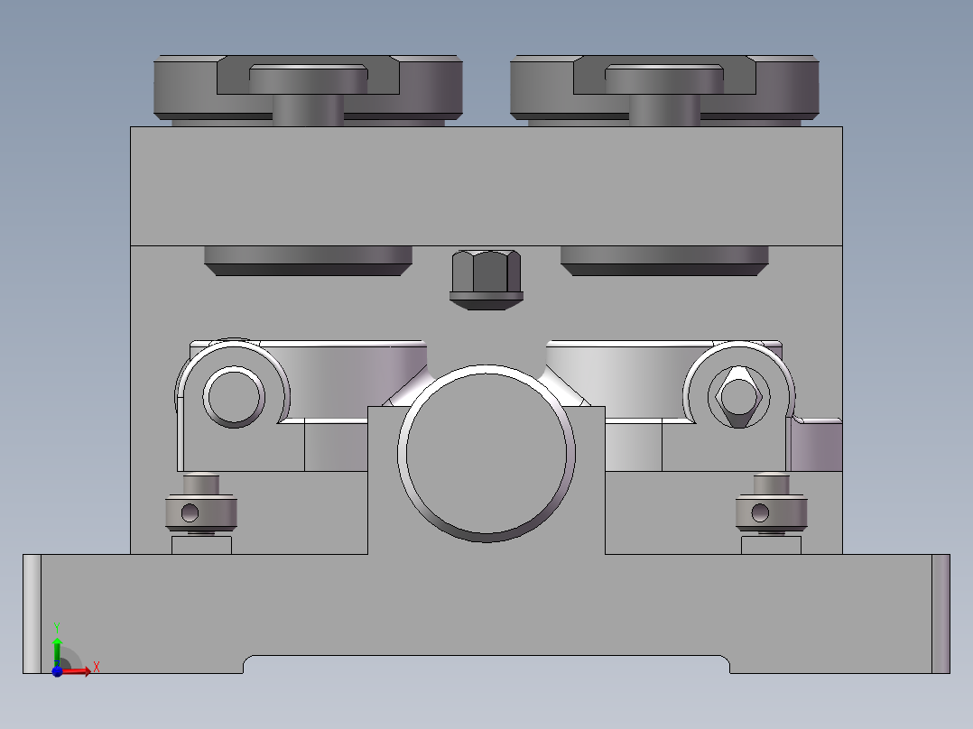 前钢板弹簧吊耳加工工艺及钻2-25孔夹具设计含三维SW二维说明书前视图