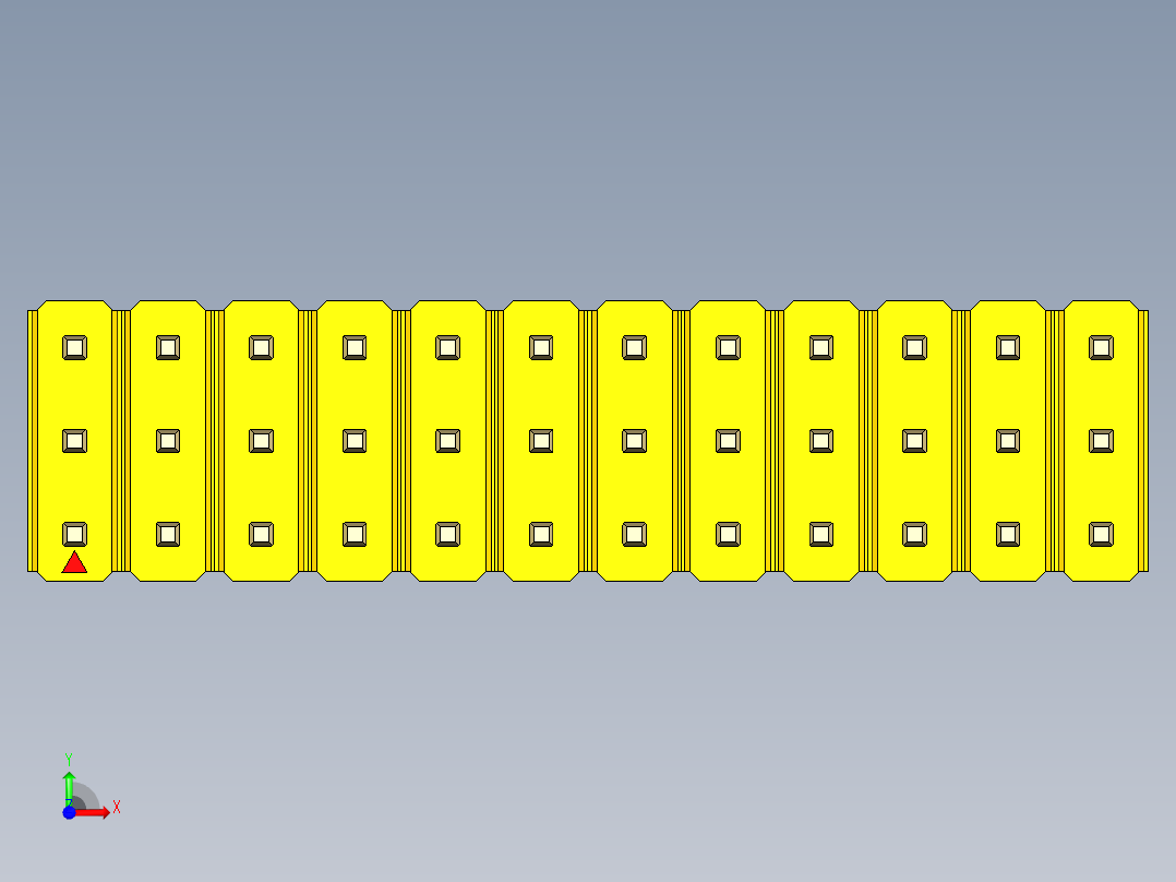 彩色公头100mil（2.54mm）系列-DS1021_yellow_3x12p_100mil_Type1_rev1.0前视图