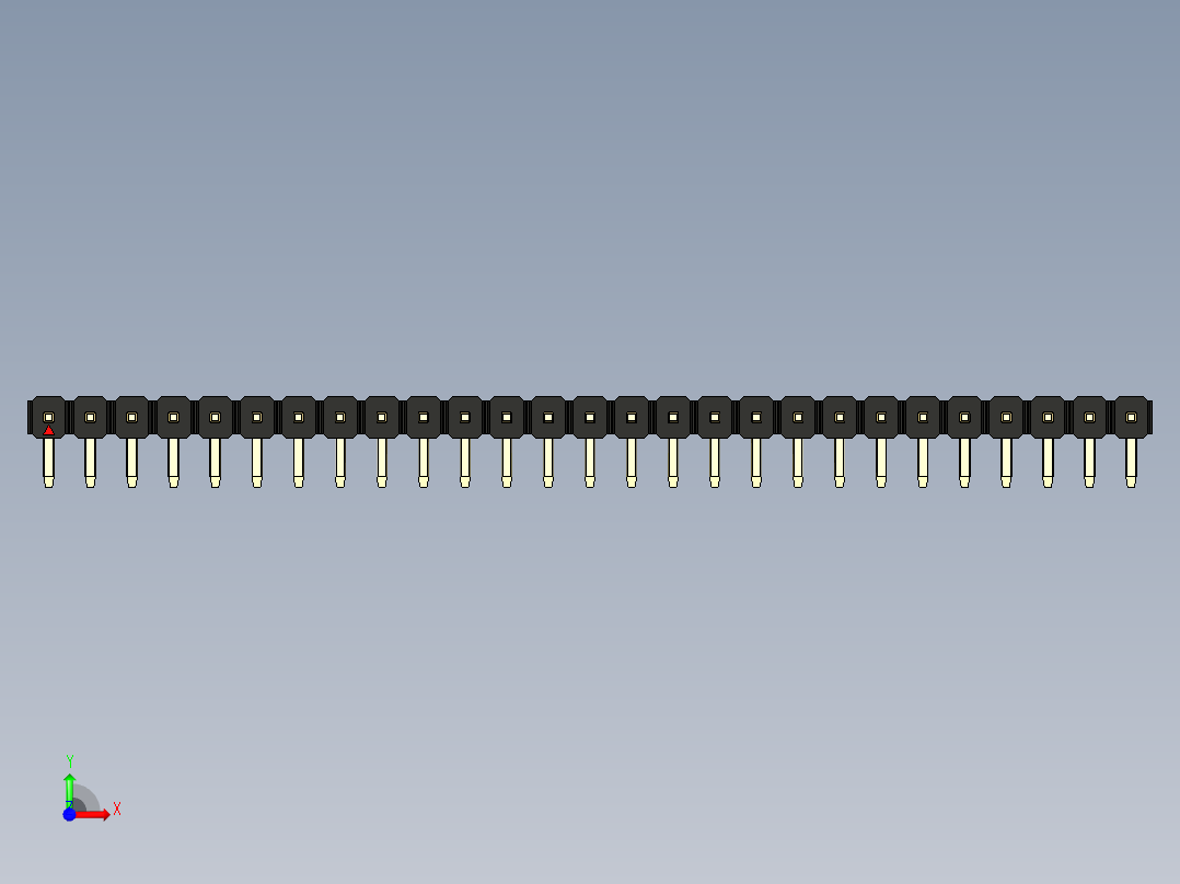 彩色公排针 100mil 2.54mm 系列-DS1022_black_1x27p_100mil_TypeD_rev1.0前视图