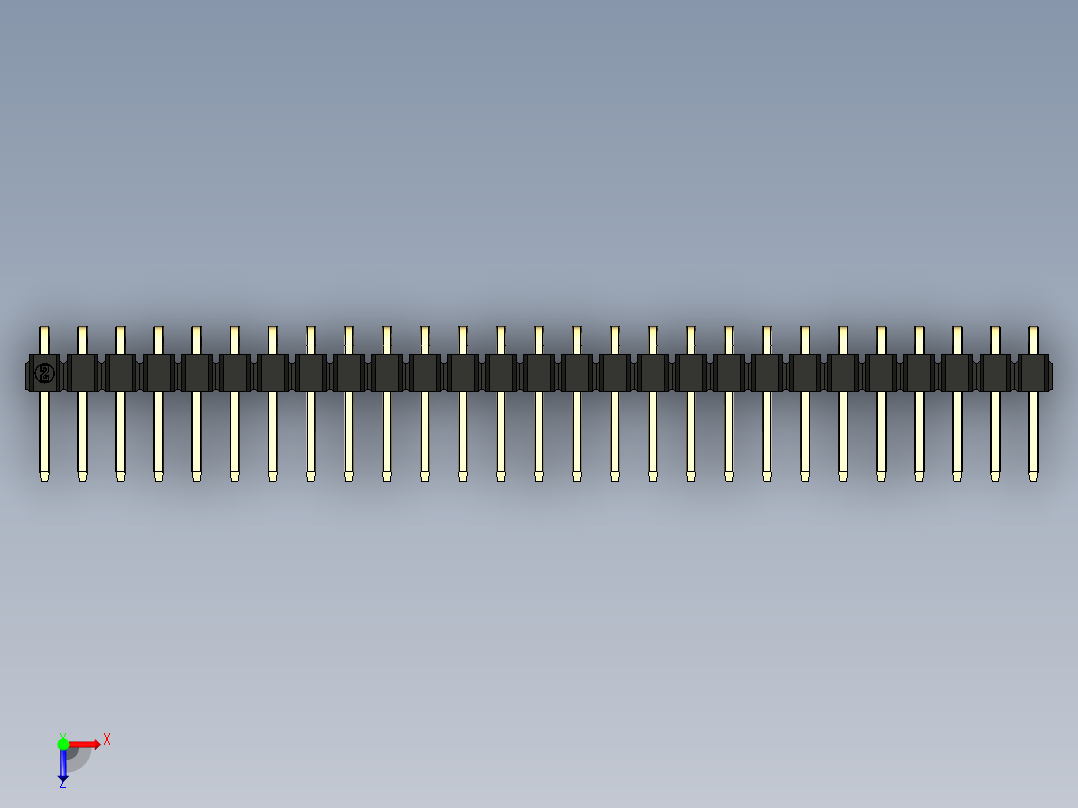 彩色公排针 100mil 2.54mm 系列-DS1022_black_1x27p_100mil_TypeD_rev1.0俯视图