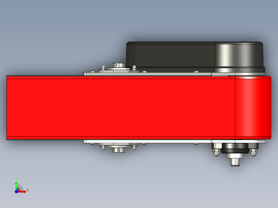 带下部齿轮电机V2.0的带式输送机驱动辊总成前视图