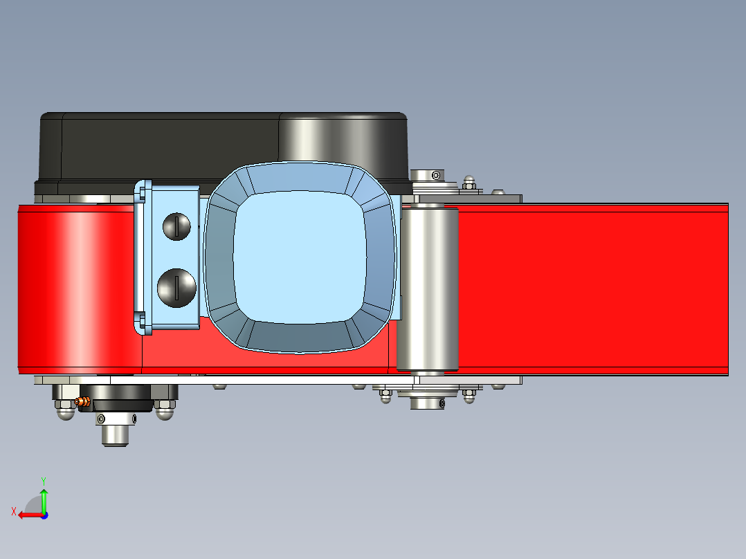 带下部齿轮电机V2.0的带式输送机驱动辊总成后视图