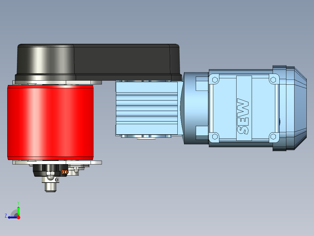 带下部齿轮电机V2.0的带式输送机驱动辊总成右视图