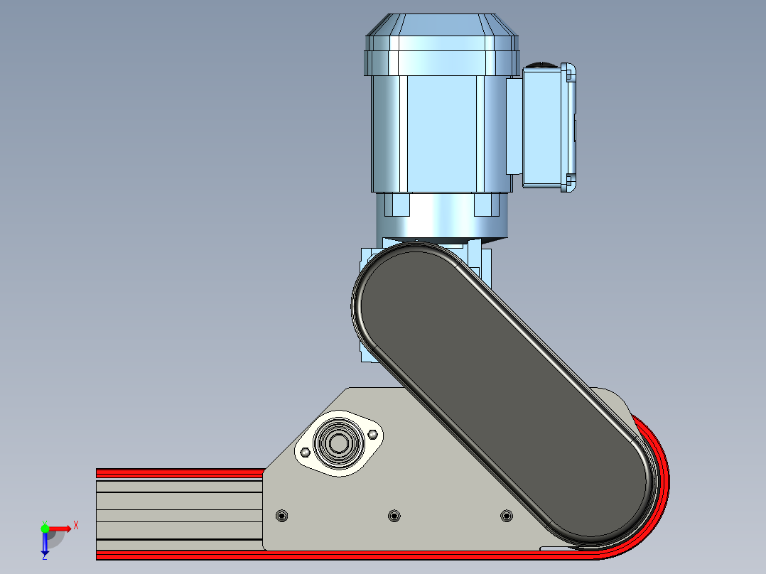 带下部齿轮电机V2.0的带式输送机驱动辊总成俯视图