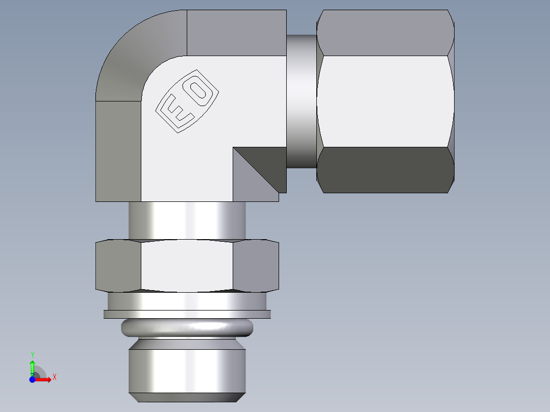 卡套式工业通用硬管接头EO_Adjustable_Locknut_elbow_WEE08SMORCF前视图