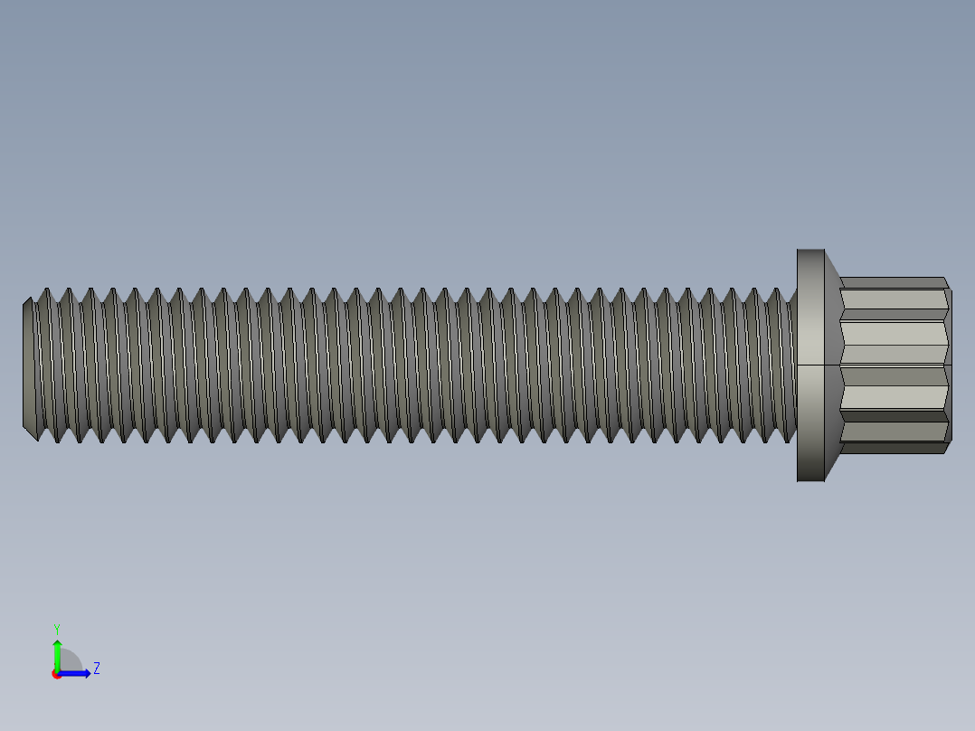 1_4in-28法兰头螺钉-1-4in-28 1.25long 12-point screws.STEP左视图