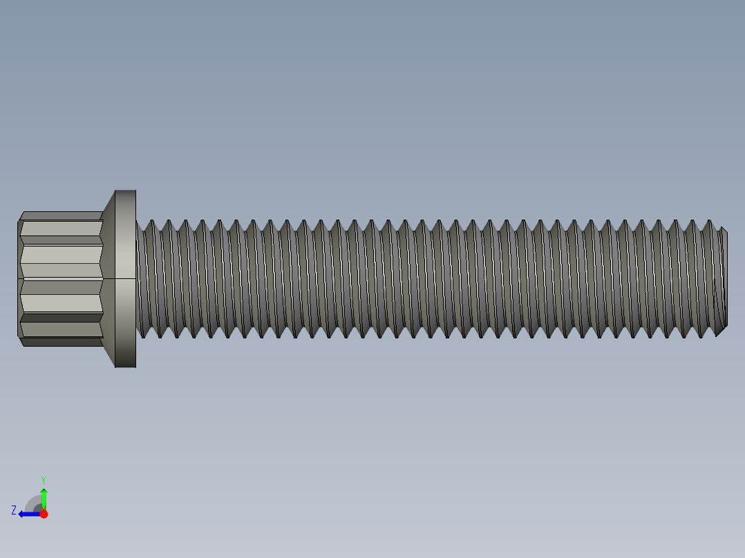 1_4in-28法兰头螺钉-1-4in-28 1.25long 12-point screws.STEP右视图