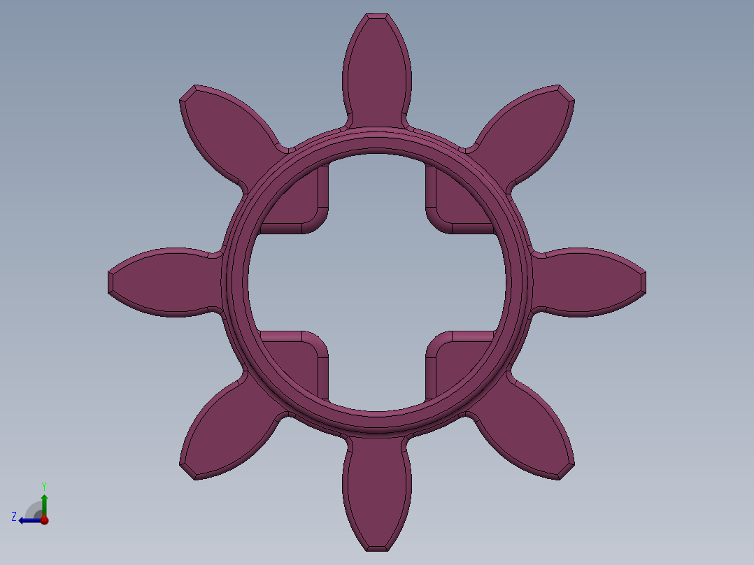 3647 Bright Purple Technic Gear 8 Tooth.SLDPRT右视图