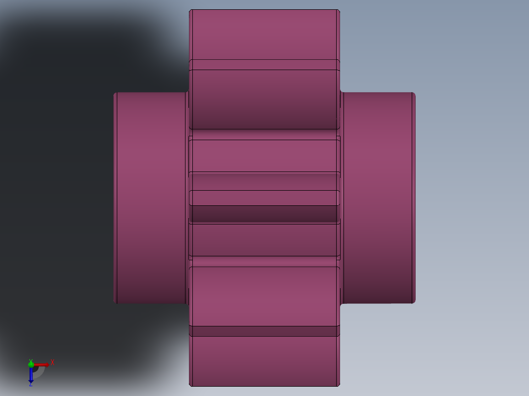 3647 Bright Purple Technic Gear 8 Tooth.SLDPRT俯视图