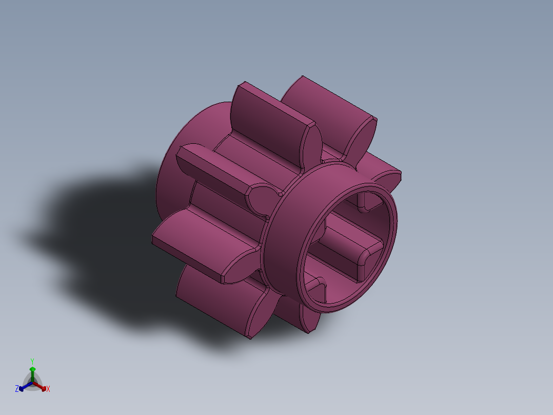 3647 Bright Purple Technic Gear 8 Tooth.SLDPRT正等轴测图