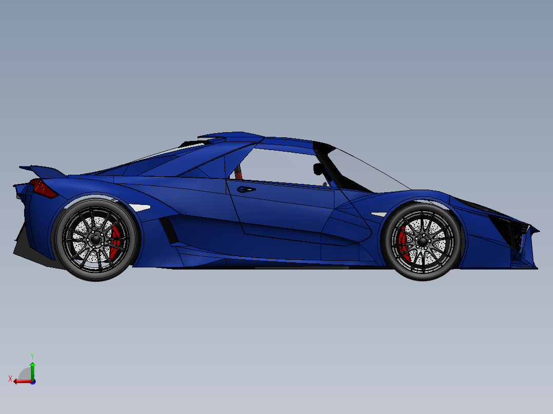 819蓝色街道版超级跑车SW设计后视图
