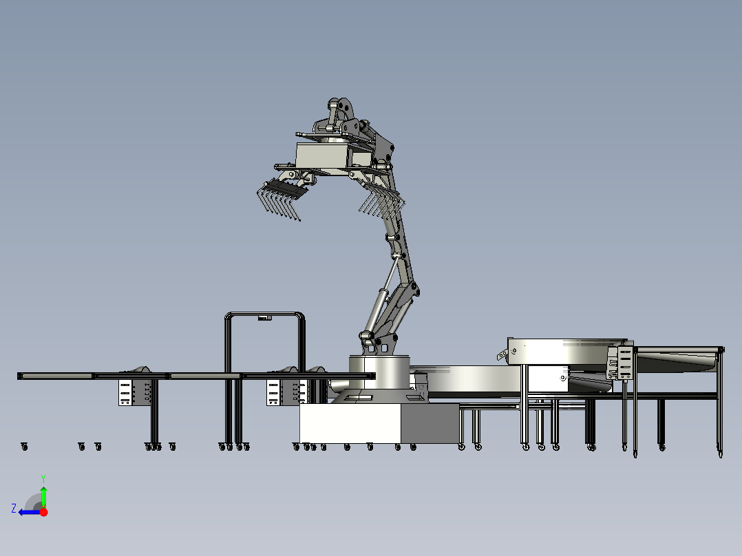 弯角可调分拣机装配右视图
