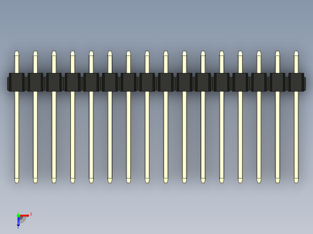 彩色公头100mil（2.54mm）系列-DS1021_black_2x16p_100mil_Type5_rev1.0俯视图