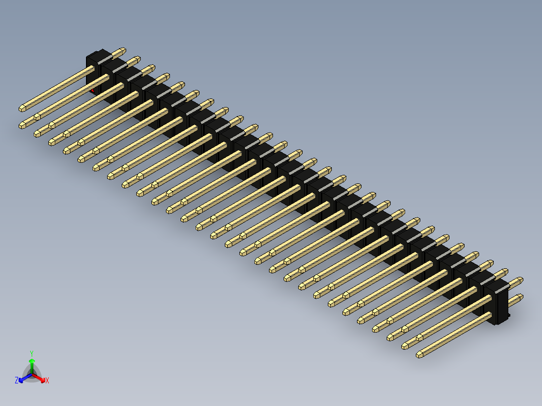彩色公头100mil（2.54mm）系列-DS1021_black_2x28p_100mil_Type5_rev1.0正等轴测图