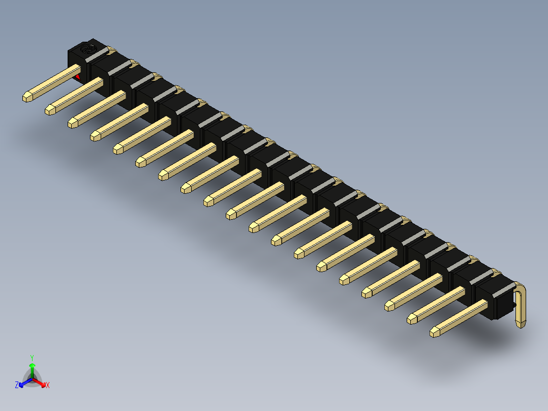 彩色公排针 100mil 2.54mm 系列-DS1022_black_1x19p_100mil_TypeD_rev1.0