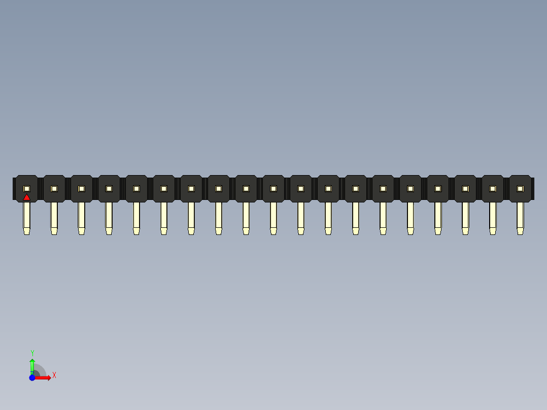 彩色公排针 100mil 2.54mm 系列-DS1022_black_1x19p_100mil_TypeD_rev1.0前视图