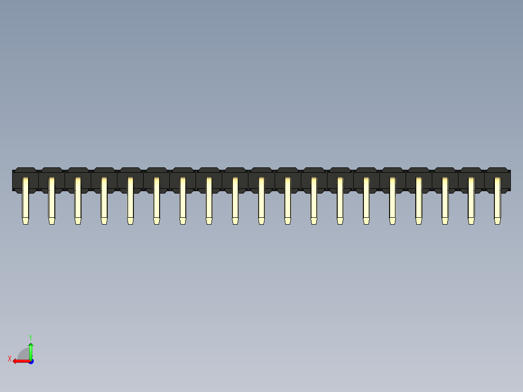 彩色公排针 100mil 2.54mm 系列-DS1022_black_1x19p_100mil_TypeD_rev1.0后视图
