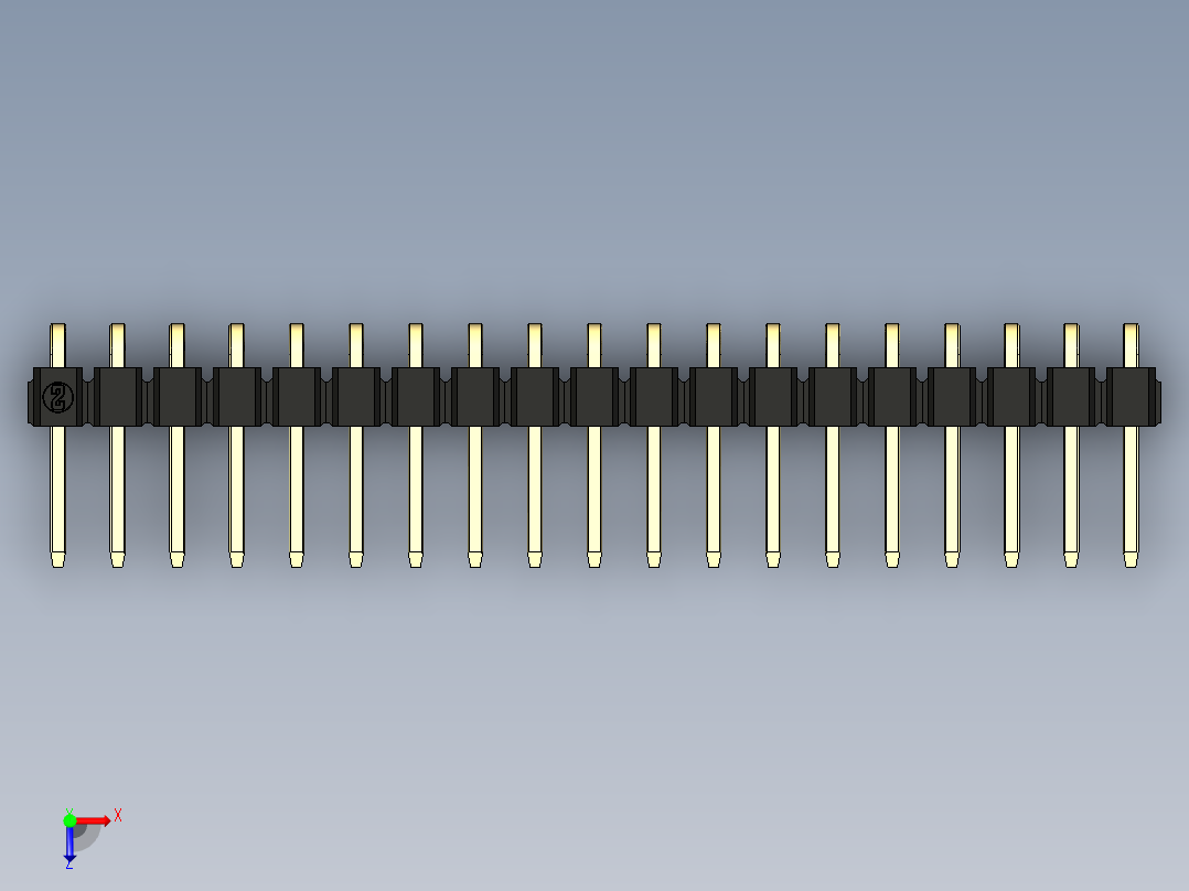 彩色公排针 100mil 2.54mm 系列-DS1022_black_1x19p_100mil_TypeD_rev1.0俯视图