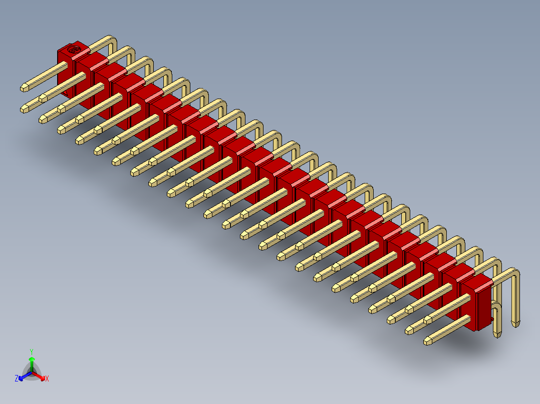 彩色公排针 100mil 2.54mm 系列-DS1022_red_2x23p_100mil_TypeD_rev1.0