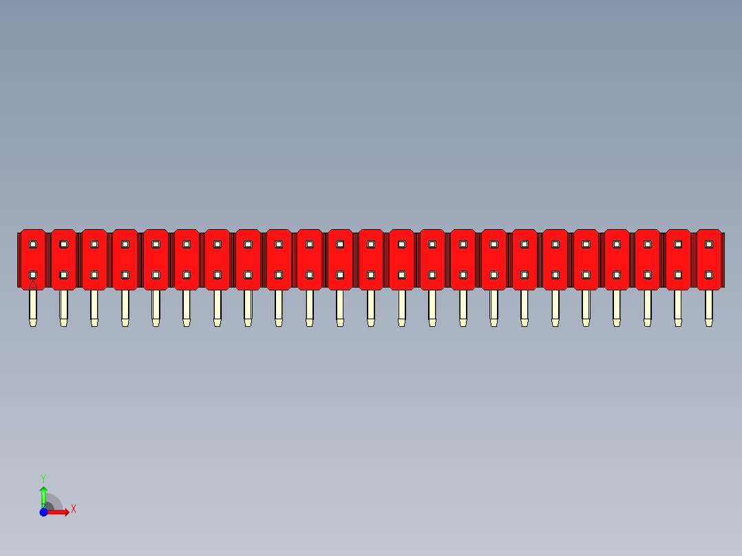 彩色公排针 100mil 2.54mm 系列-DS1022_red_2x23p_100mil_TypeD_rev1.0前视图