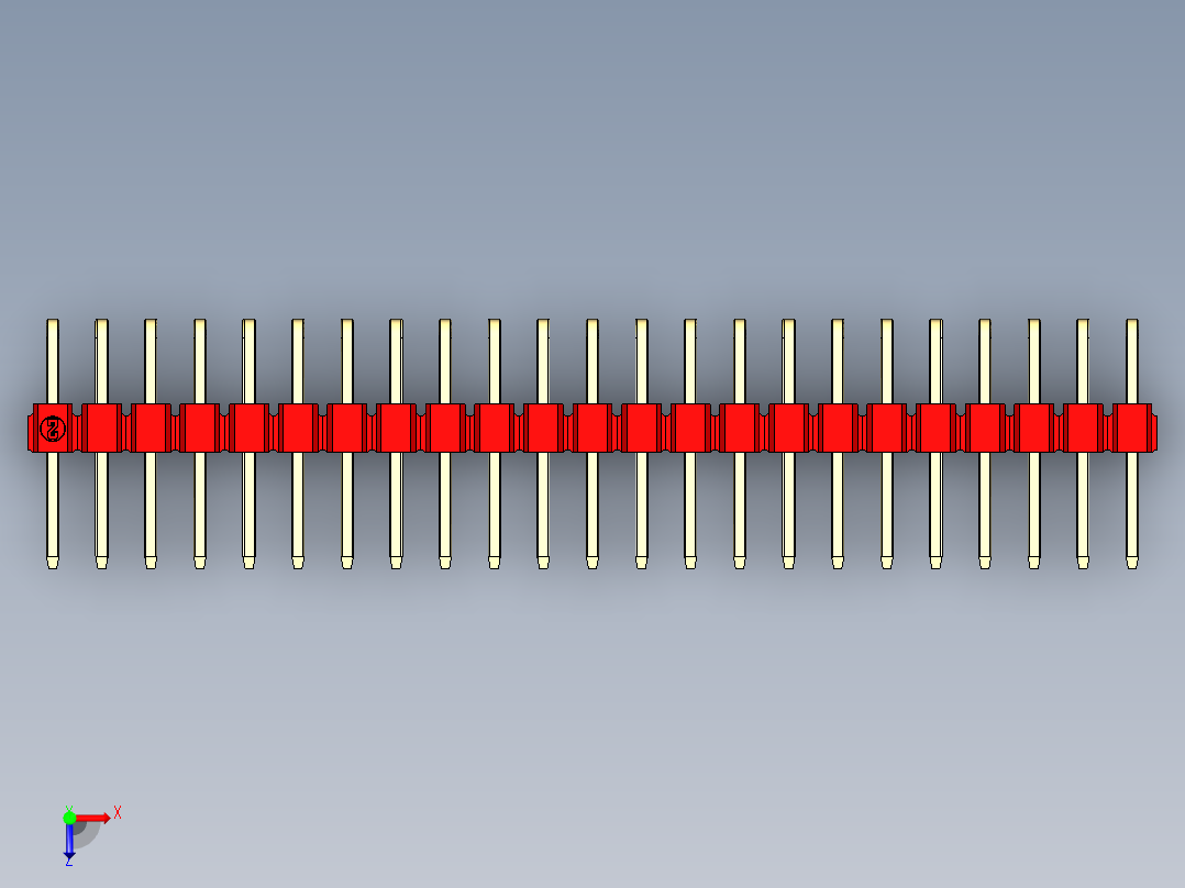 彩色公排针 100mil 2.54mm 系列-DS1022_red_2x23p_100mil_TypeD_rev1.0俯视图
