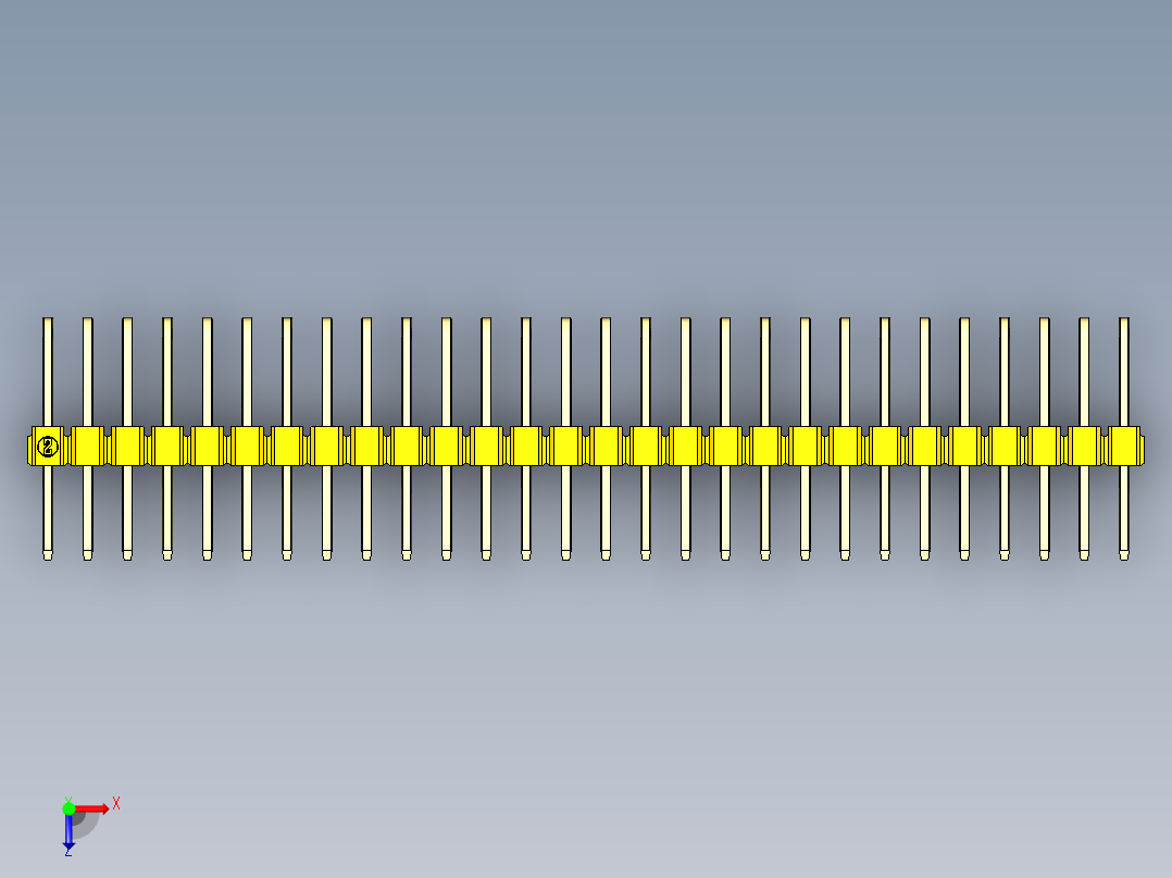 彩色公排针 100mil 2.54mm 系列-DS1022_yellow_3x28p_100mil_TypeD_rev1.0俯视图