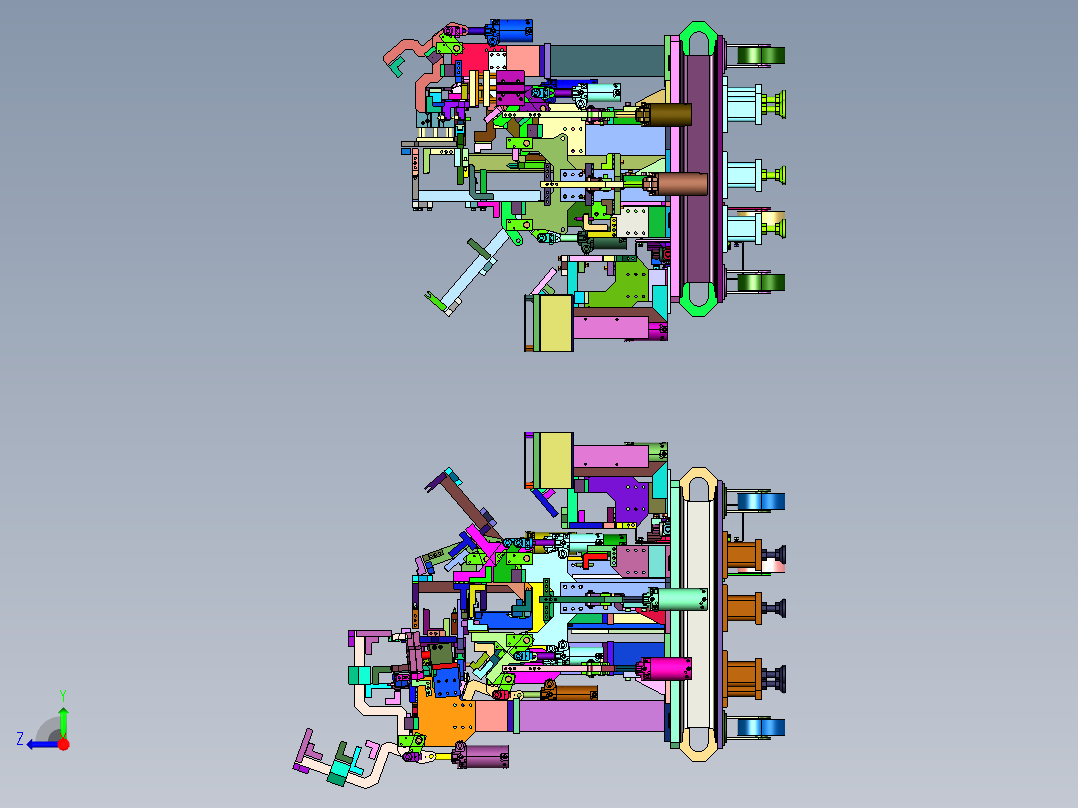 焊接前纵梁总成的夹具右视图