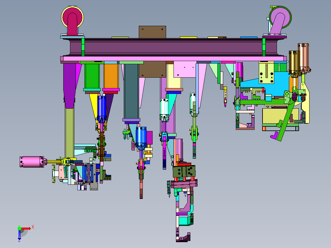 焊接前纵梁总成的夹具俯视图