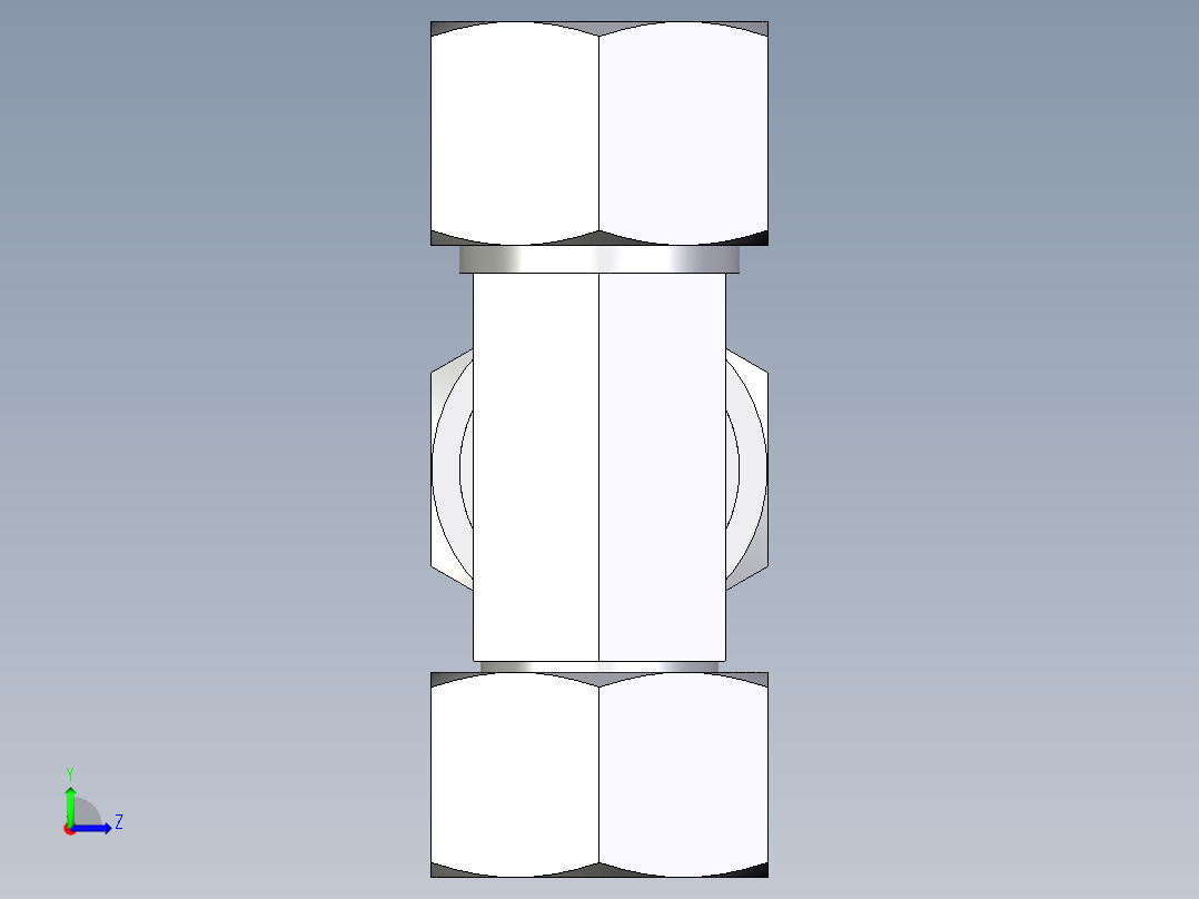 卡套式工业通用硬管接头EO_Swivel_nut_run_tee_EL20ZS71左视图