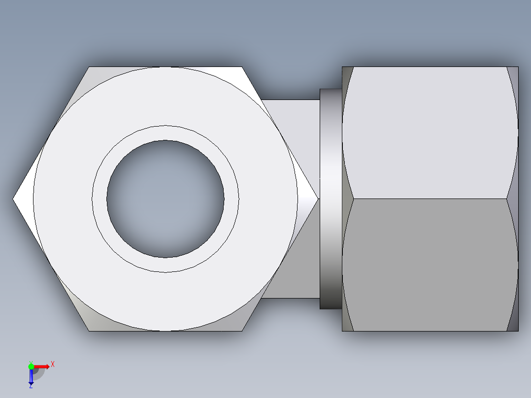 卡套式工业通用硬管接头EO_Swivel_nut_run_tee_EL20ZS71俯视图