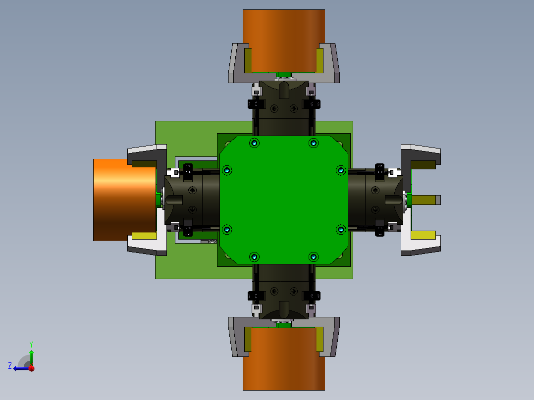 机器人抓手带断气保护 非标自动化设备3D图纸3D模型右视图