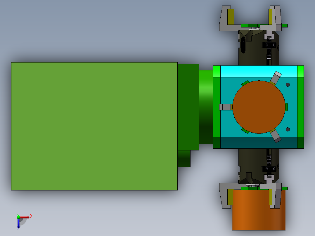 机器人抓手带断气保护 非标自动化设备3D图纸3D模型俯视图