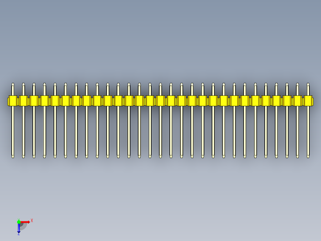 彩色公头100mil（2.54mm）系列-DS1021_yellow_1x29p_100mil_Type5_rev1.0俯视图