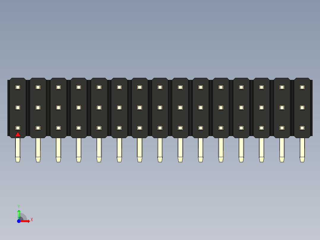 彩色公排针 100mil 2.54mm 系列-DS1022_black_3x15p_100mil_TypeD_rev1.0前视图