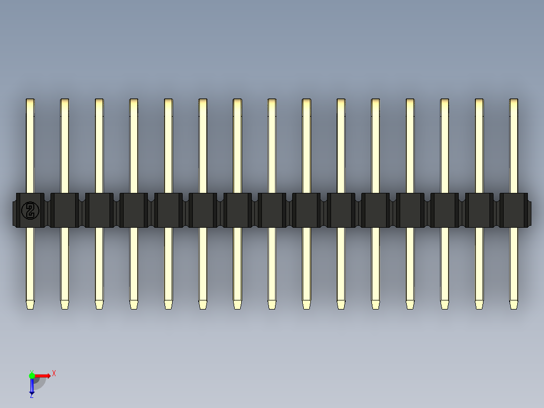 彩色公排针 100mil 2.54mm 系列-DS1022_black_3x15p_100mil_TypeD_rev1.0俯视图