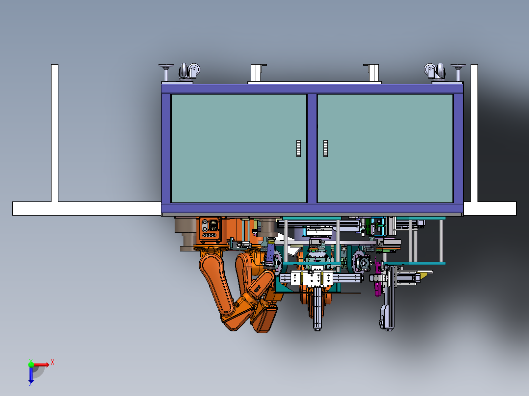 机器人上下料锁螺丝机图纸俯视图