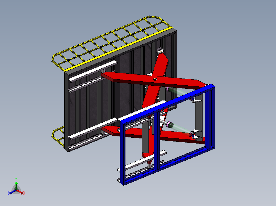 单叉固定机sw12可编辑正等轴测图
