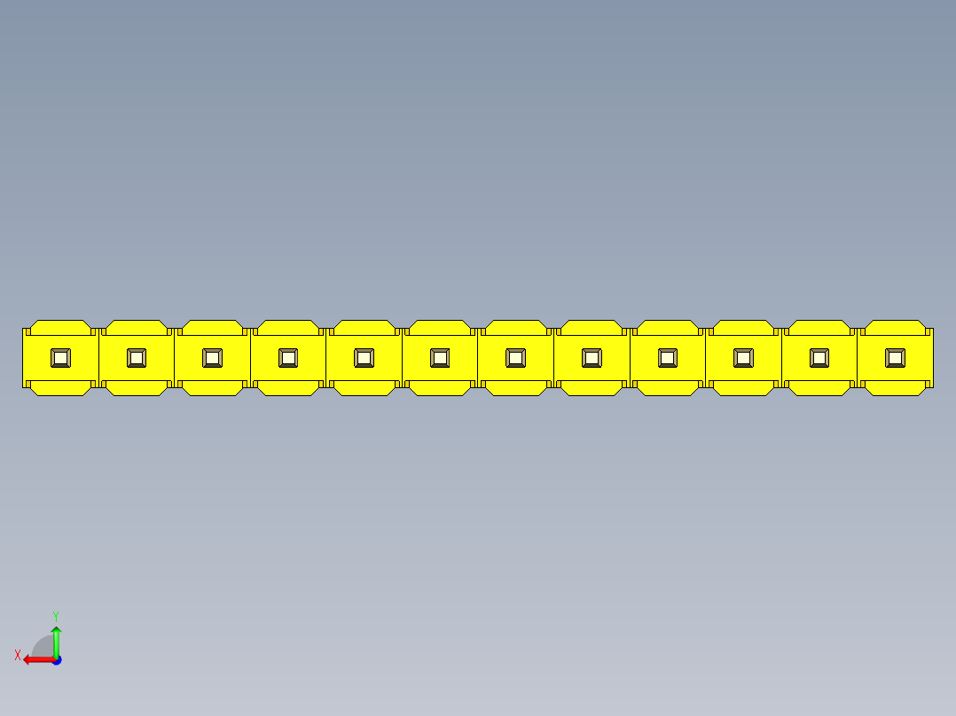 彩色公头100mil（2.54mm）系列-DS1021_yellow_1x12p_100mil_Type5_rev1.0后视图