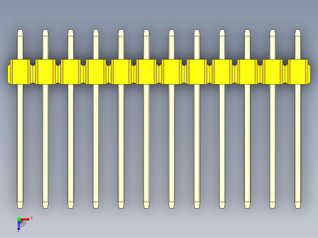 彩色公头100mil（2.54mm）系列-DS1021_yellow_1x12p_100mil_Type5_rev1.0俯视图