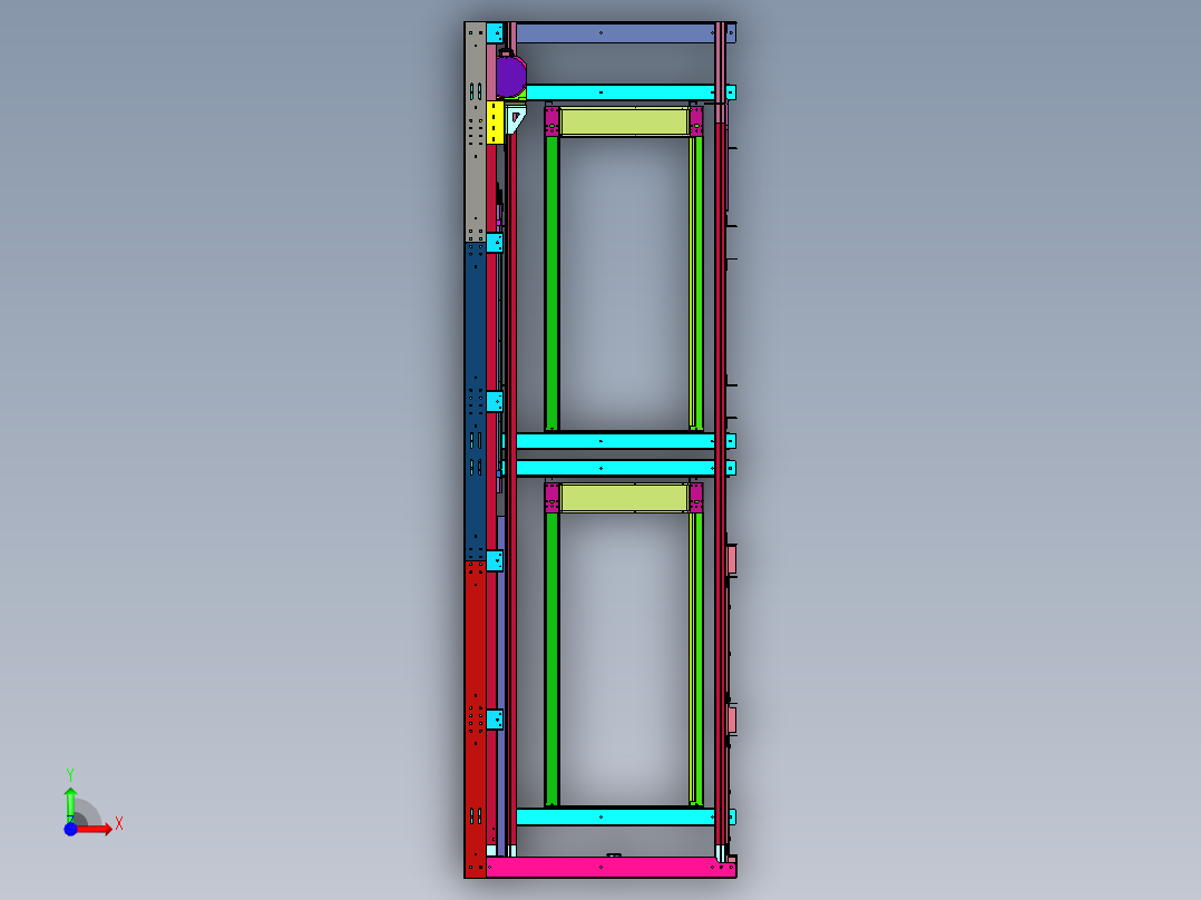 牵引两层电动升降货梯前视图