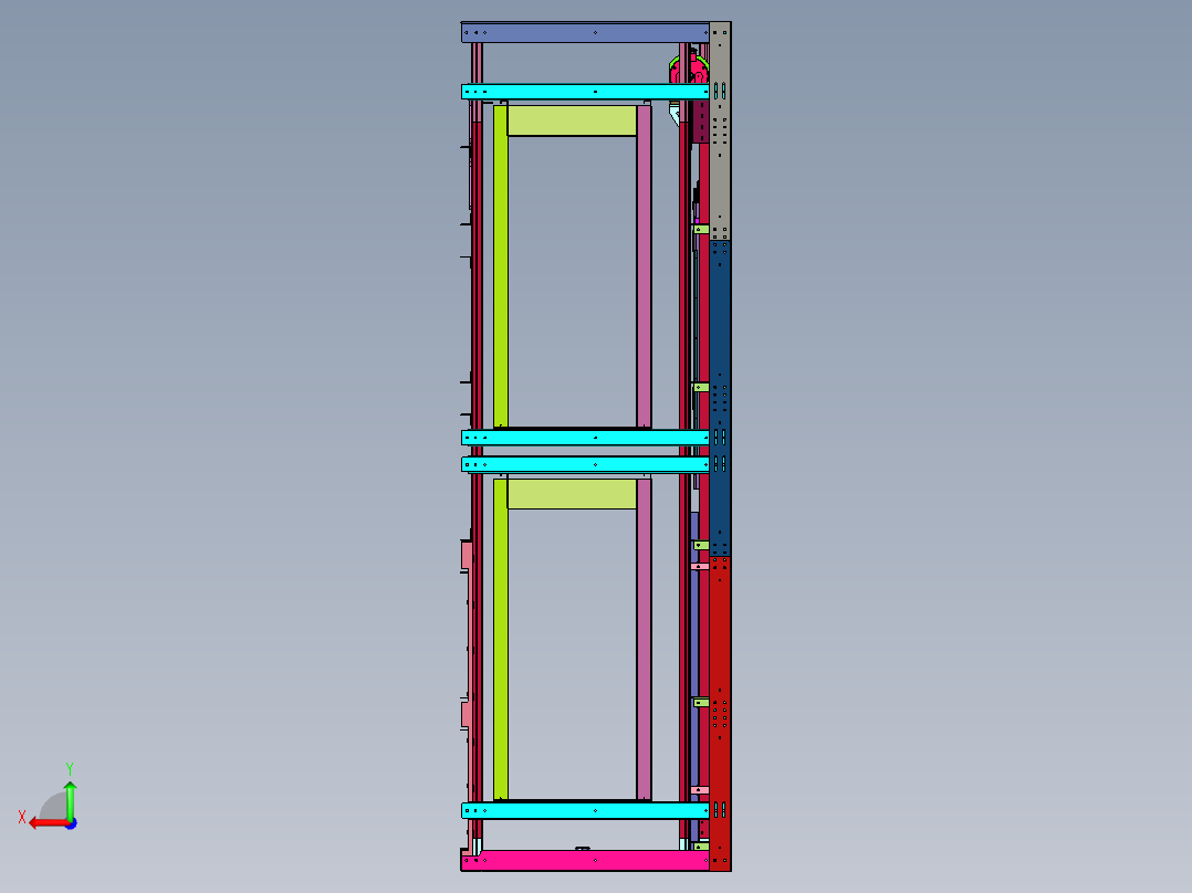 牵引两层电动升降货梯后视图